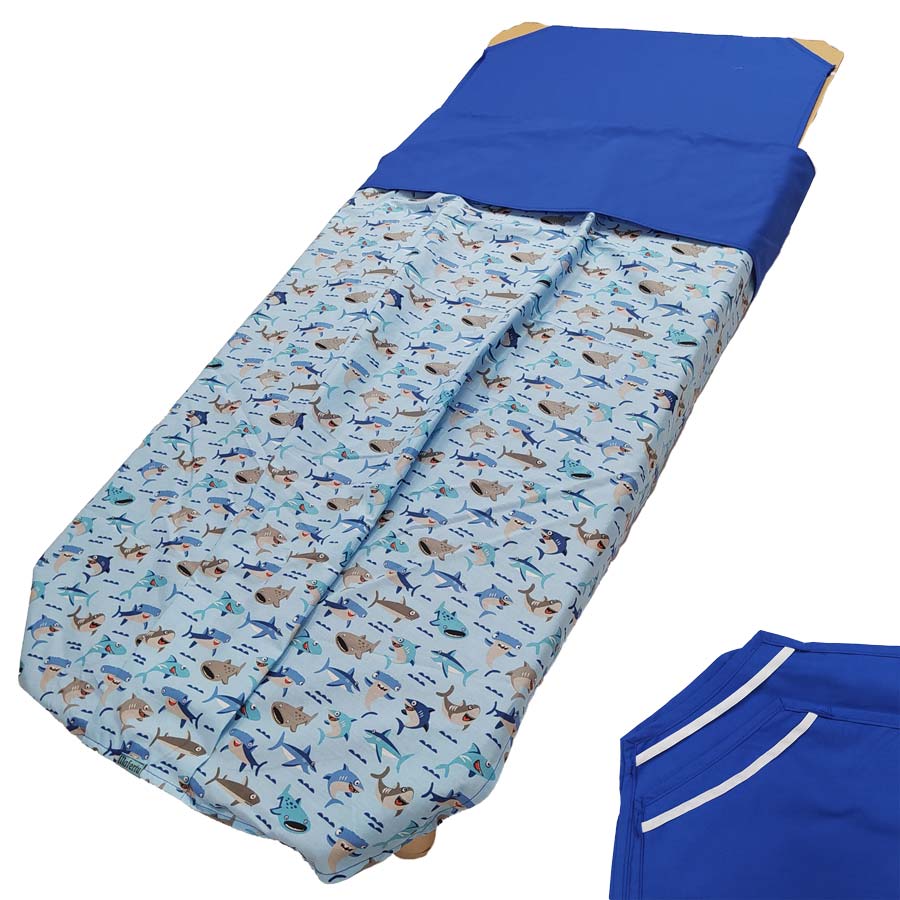 Conjunto sábanas hamaca guardería tiburones