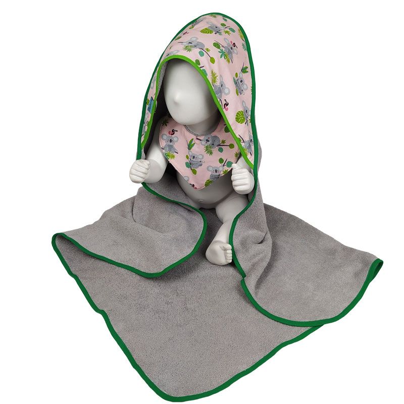 Conjunto capa de baño y babero para babas koalas
