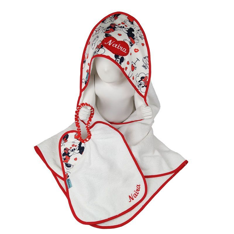 Conjunto capa de baño y babero Mouse