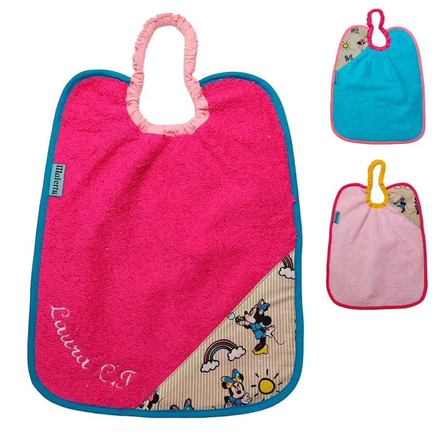 pack baberos colegio de la Minnie Mouse personalizados