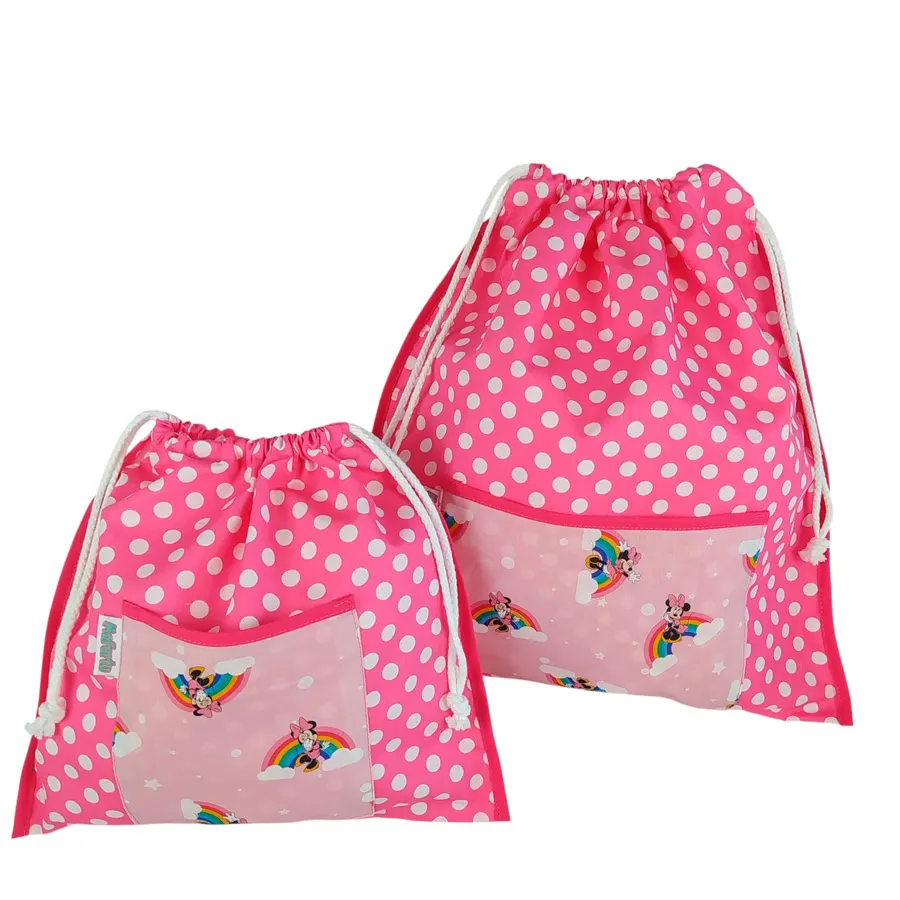bolsas escolares para la muda, desayuno o merienda en rosa fucsia